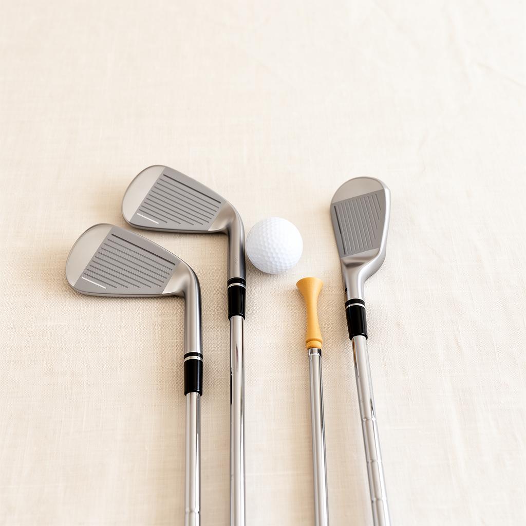 Premium golf clubs arranged on linen